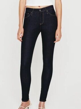 New AG FARRAH SKINNY Jeans High Rise Stretch Super Dark ATTC Wash 24 (30.5"L)